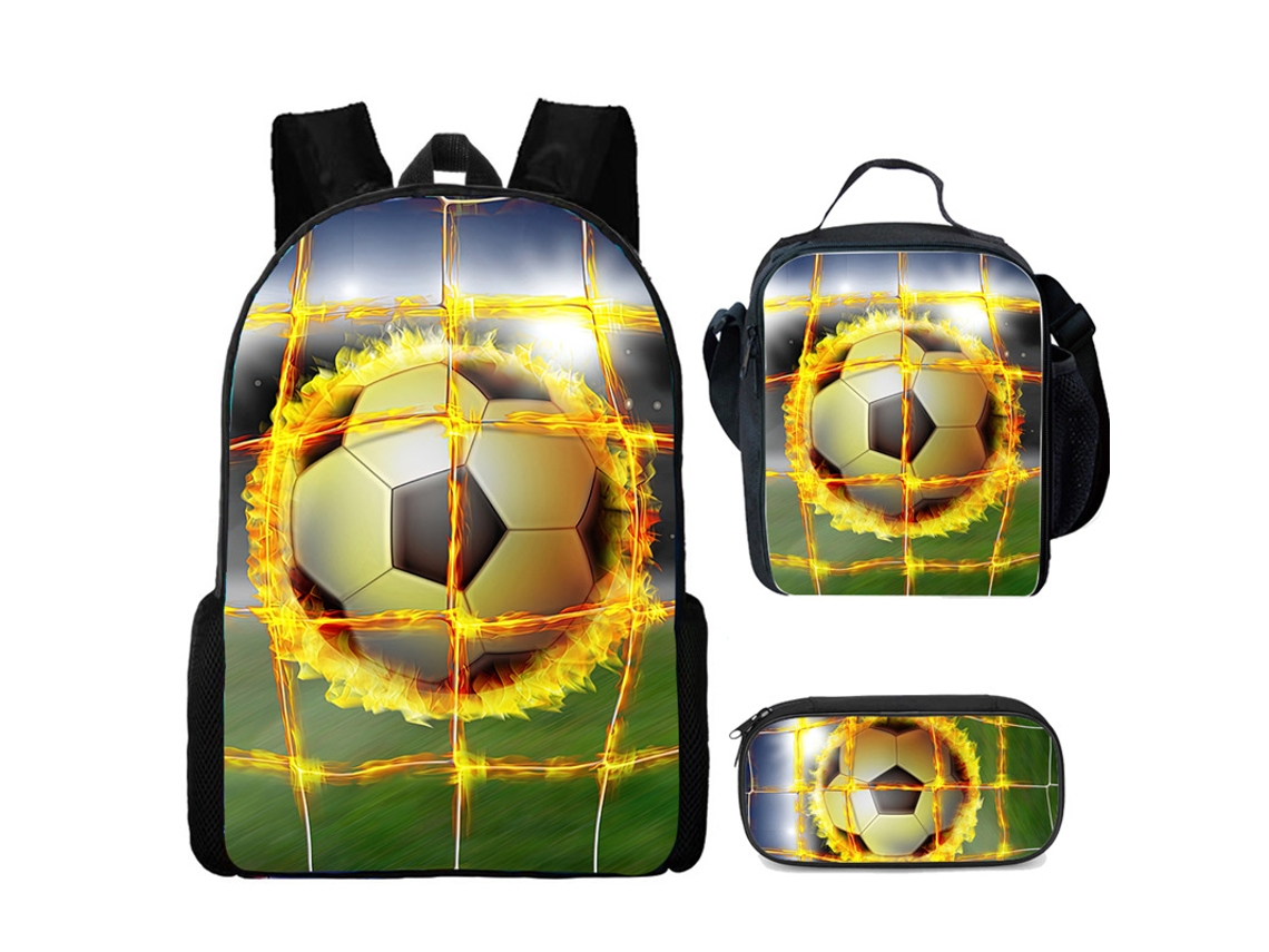 Lancheira, Estojo, Mochila Escolar Com Tema De Futebol, Bolsa Futebol Para Crianças. Aquaforge