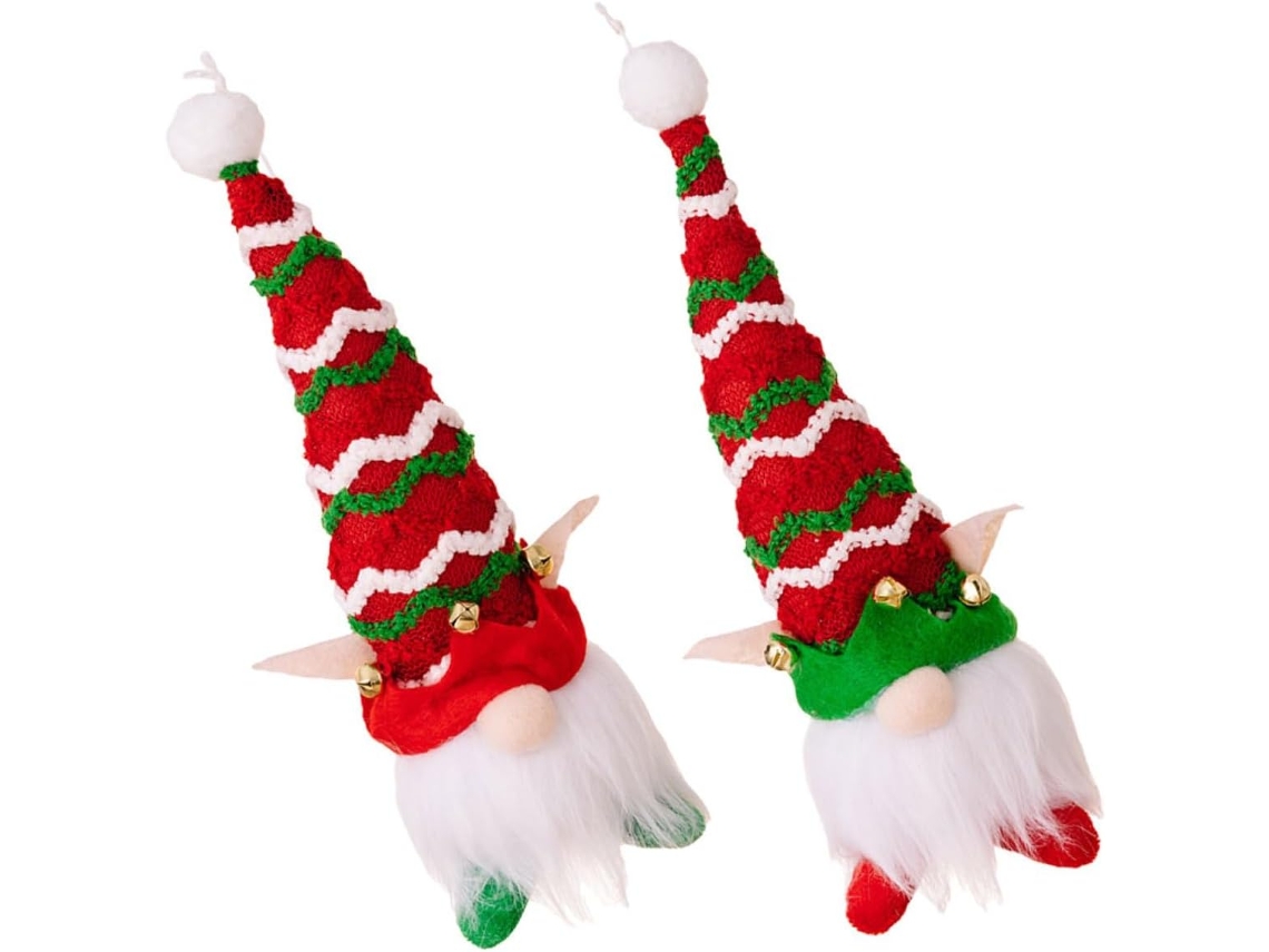 Enfeite De Natal Gnomo Para Pendurar Com Luz Led, 2 Peças, Vermelho E Verde, Decoração Para Árvore De Natal Enfeite De Natal Gnomo Para Gokoco