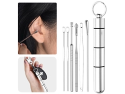 Kit de Remoção de Cera do Ouvido com Espátula em Espiral de 6 Peças, Compacto, Recarregável, Uso Diário, Higiênico STELASPLEN