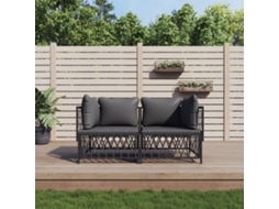 2 Pcs Conjunto de Móveis de Jardim - Conjunto Lounge de Jardim com Almofadões Aço Antracite HARLANV1