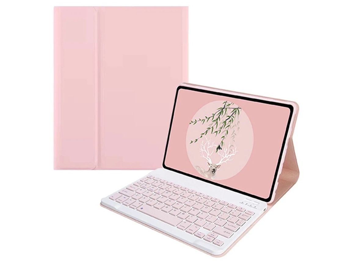 Capa Com Teclado Bluetooth Para Lenovo Idea Tab 11 Com Layout Pt, Rosa Elysve