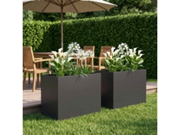 Vidaxl Vaso De Jardim 2 Unid. Preto 50 X 40 X 50 Cm