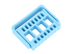 Suporte para brocas dentárias e de unhas com 16 furos para exibição de ferramentas de manicure e consultório, azul claro.