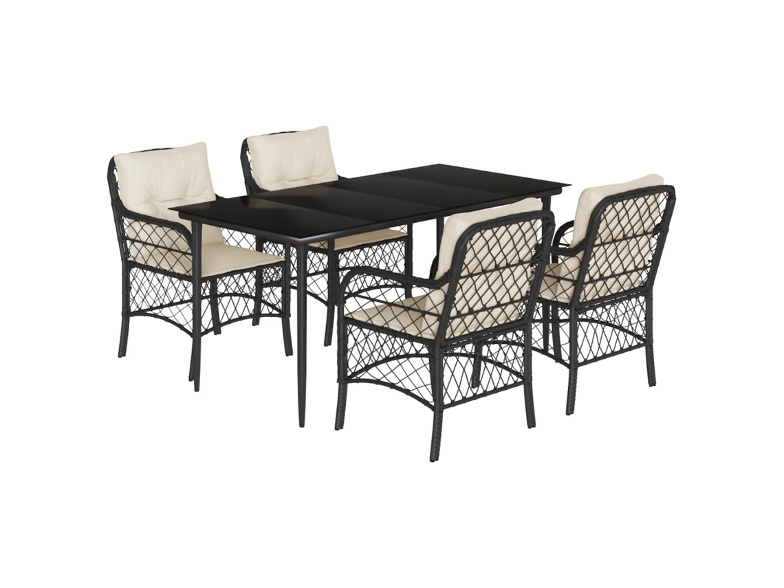 Garden Dining Set, Garden Dining Sets Vidaxl Preto Rattan / Vime (mesa Com 160 Cm De Comprimento)