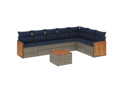 Conjunto de Sofá de Jardim, 8 Peças, Almofadas, Rattan Cinza MAISON EXCLUSIVE