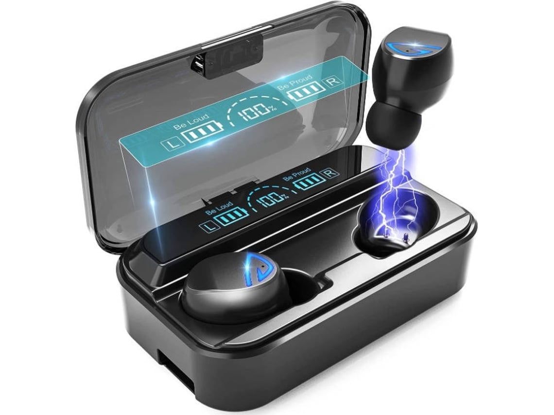 Auriculares Bluetooth True Wireless ENKERS Hifi Estéreo com Estojo de Carregamento Usb-C Cancelamento de Ruído e Carregamento Rápido s de Ouvido