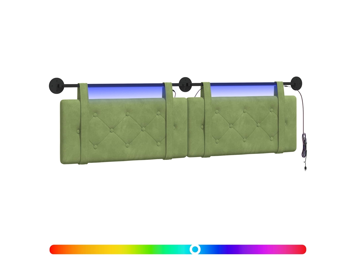 Cabeceira Suspensa com Luz Led Verde Claro Veludo MAISON EXCLUSIVE