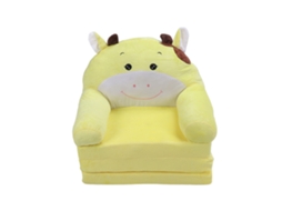 Sofá Infantil Dobrável 2 em 1 Vaca Cartoon Kids Yellow Cow