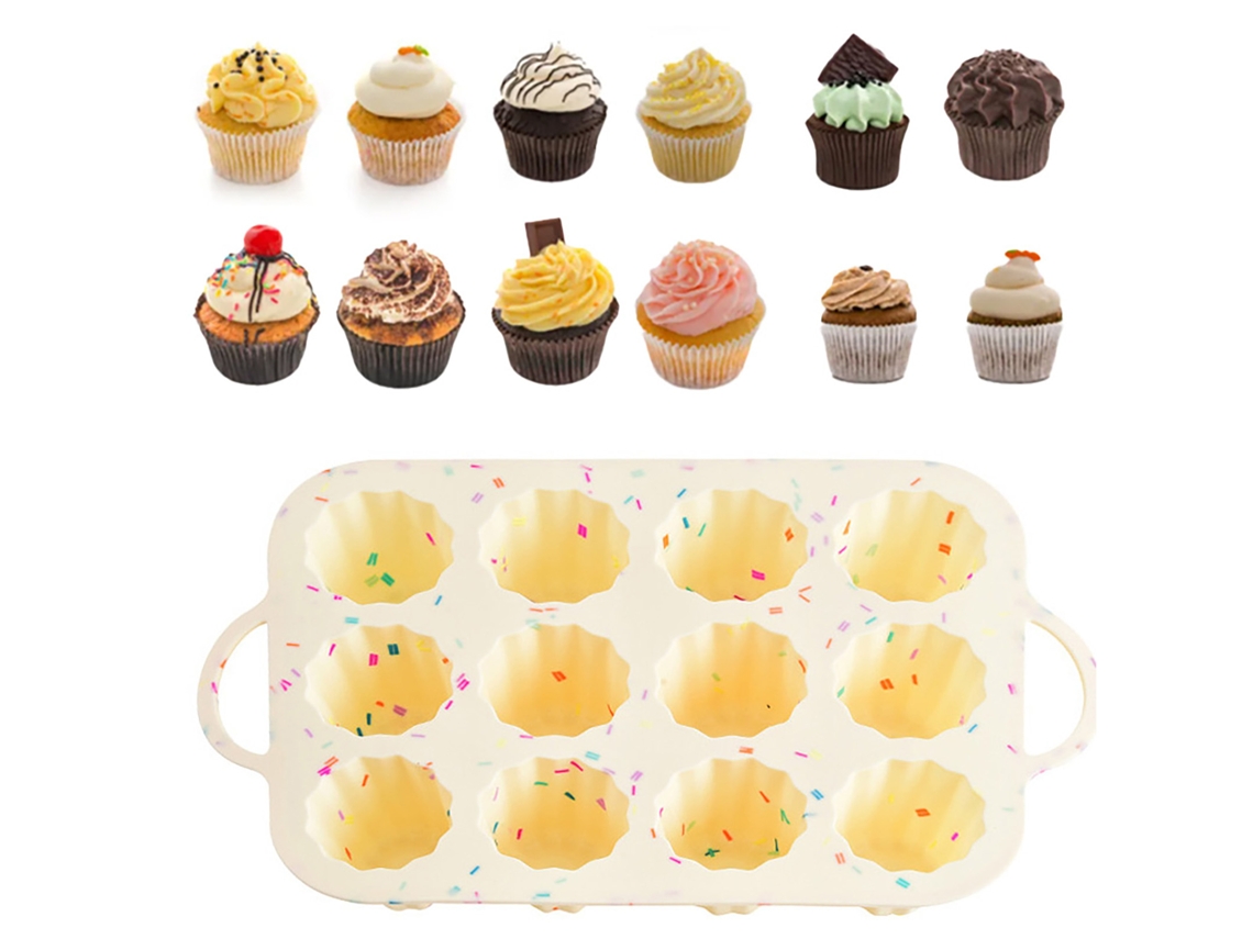 Formas de Silicone para Cupcakes, Forma Antiaderente para Cupcakes com Alça, Ótima para Assar Muffins de Ovo SUNNY SPACES