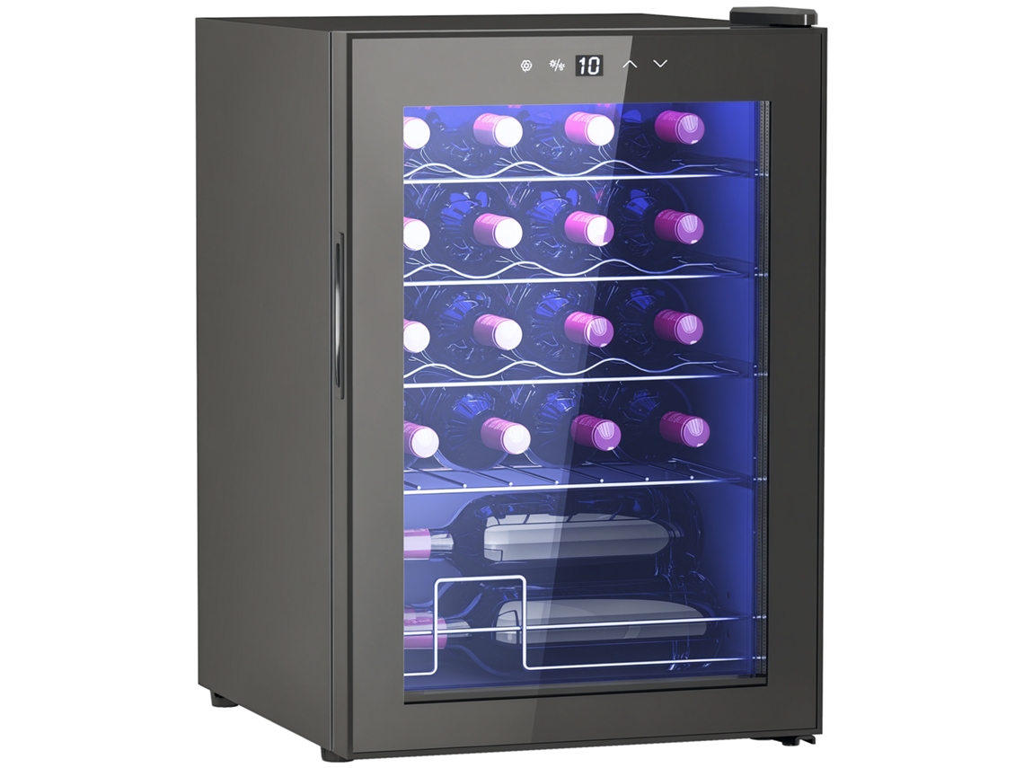 Cave à vin 20 garrafas 53l temperatura ajustável 5-18°C luz LED preto BTFORUS