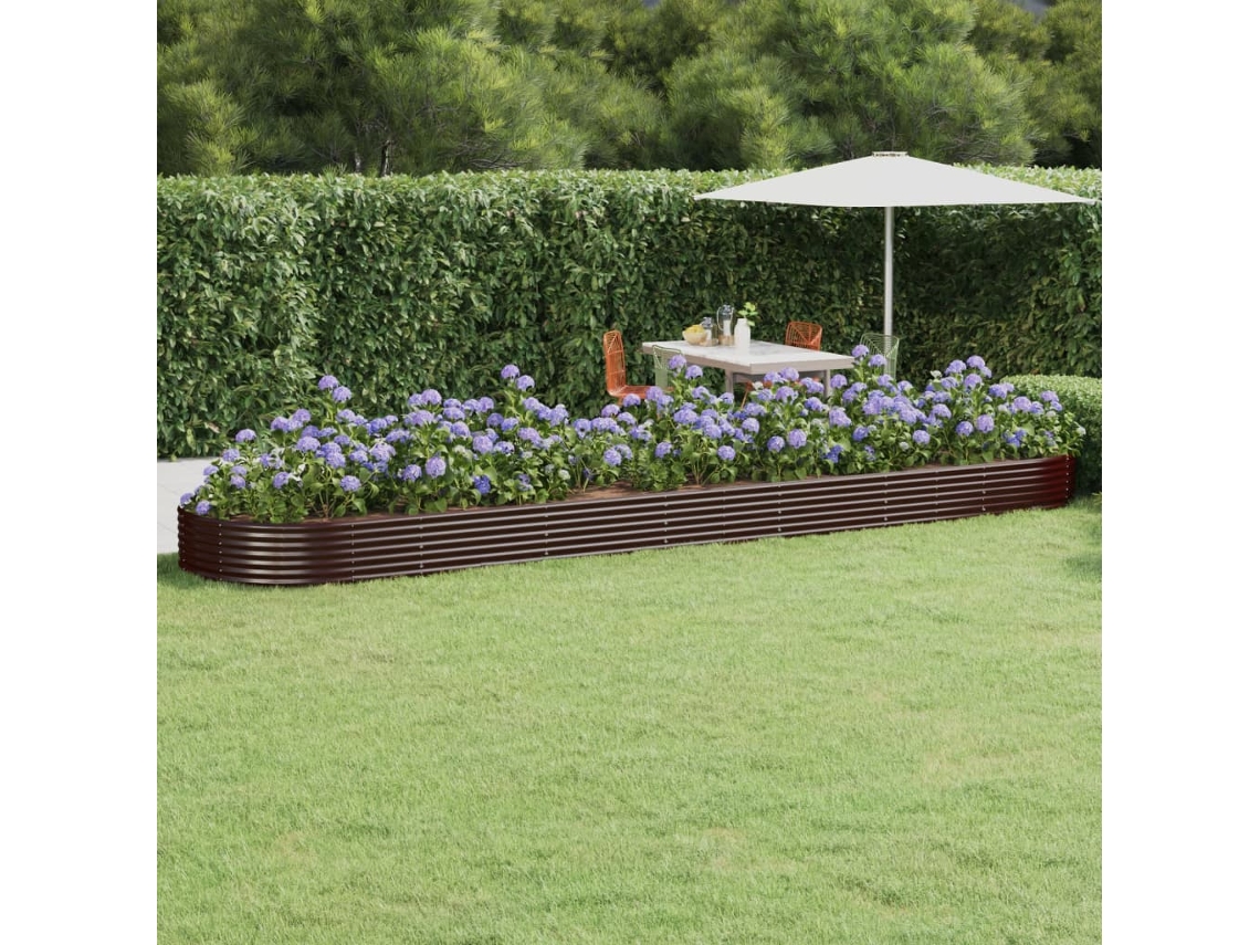 Vidaxl Canteiro Elevado Jardim 600x140x36 Aço Galvanizado Castanho