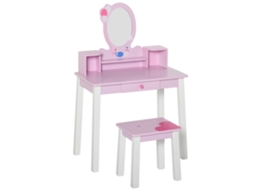 Mesa De Maquiagem, Design Elegante, Inclui Espelho E Banqueta, Multicolor