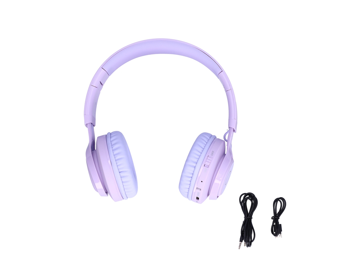 Aetheria fone de Ouvido Bluetooth Infantil Bt06c com Luzes Led Estéreo Plegável Roxo