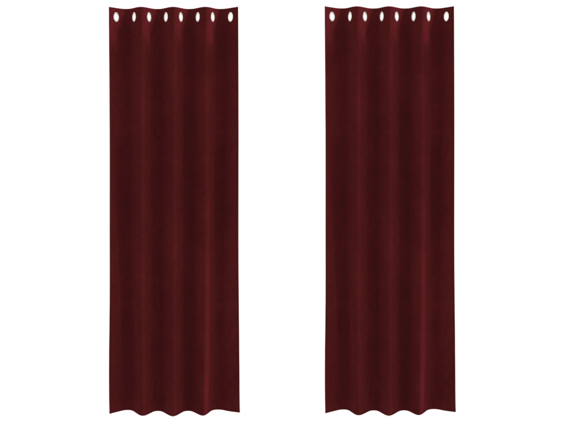 Conjunto 2 Cortinas Opacas Vidaxl Vermelho Veludo (140 X 225 Cm)