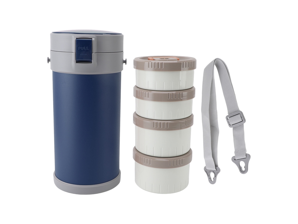 Tarro Aislado 2,9l Acero Inoxidable 304 Horno Microondas Hermético Bento Apilable Azul