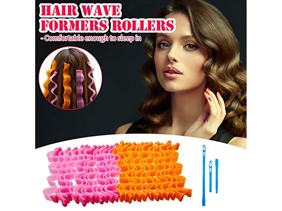 Rizador de pelo en espiral para ondas, rosa y naranja - Aquaforge