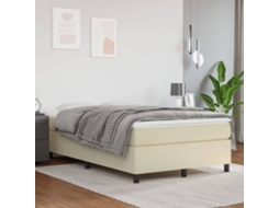 Vidaxl Cama Com Molas/colchão 120x200 Cm Couro Artificial Cor Creme