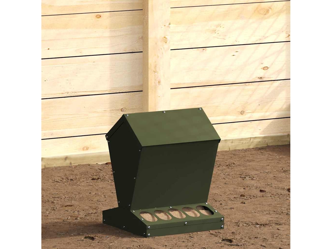 Vidaxl Comedouro Para Galinha Verde Oliva 30 X 30 X 39 Cm