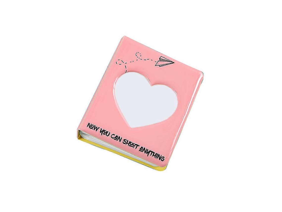 Álbum de Fotos Portátil em Formato de Coração Vazado, 7,6 Cm , para 64 Fotos, Ideal para Guardar Lembranças de Casamento, na Cor Rosa BRILVIBERA (3'')