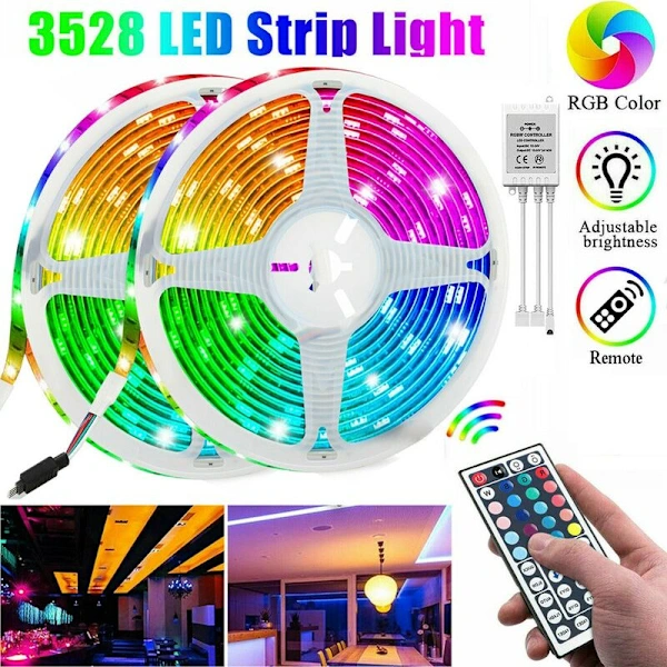 Fita de Led Rgb Smd 3528 de 10 M com 600 Leds e Controle Remoto Infravermelho 44 Teclas a BRILVIBERA