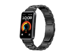 Bracelete Para Huawei Band 10 / 9 / 8 - Liga De Titânio - Fivela Plana - Contas Triplas Preta