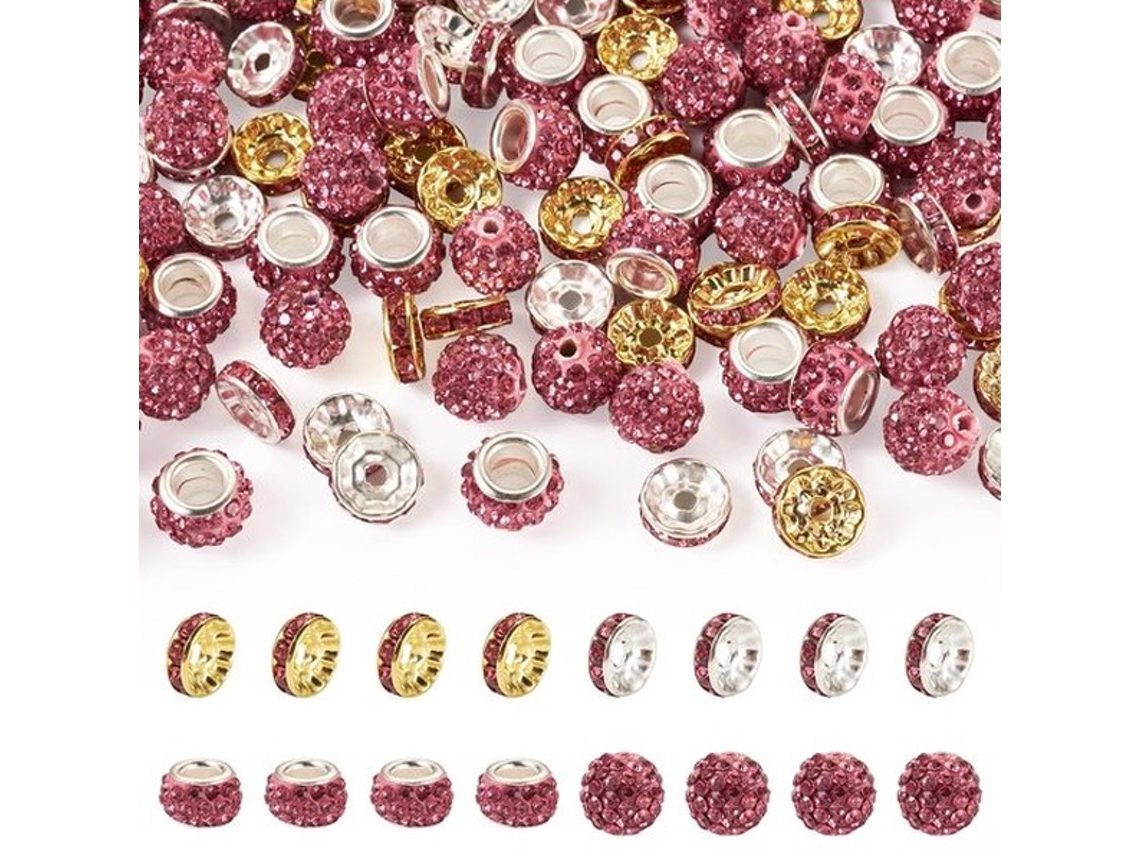 Escolha-strass De Kralen 120 Unidades - Kralen Disco Redondas - Espaço De Kralen De Poliéster - Fazer Adornos - Dimensões 10-12x3,5-7,5 Mm - Abertura