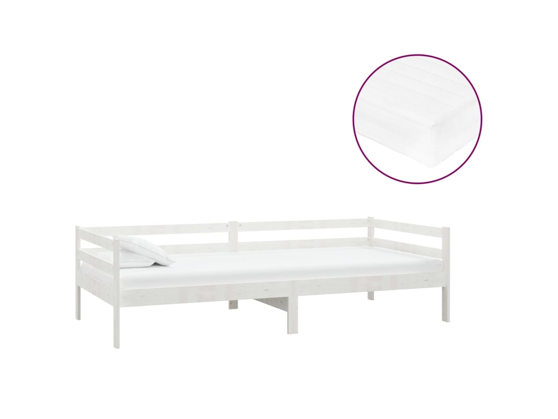 Sofá cama com Colchão 90x200 Cm Pinho Maciço Branco MAISON EXCLUSIVE