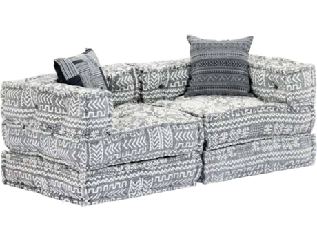 Sofá-Cama  modular 2 lugares tecido cinzento claro