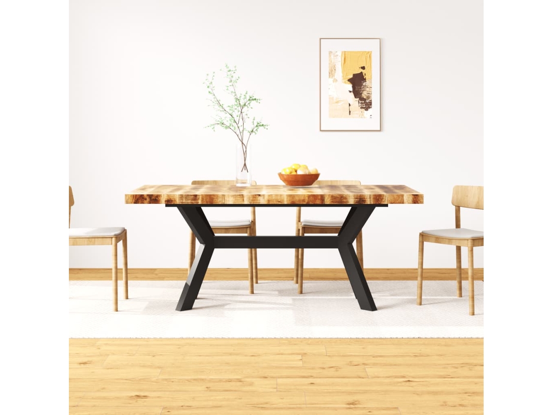 Vidaxl Mesa De Jantar Madeira De Mangueira Maciça + Aço Em Cruz 180 Cm