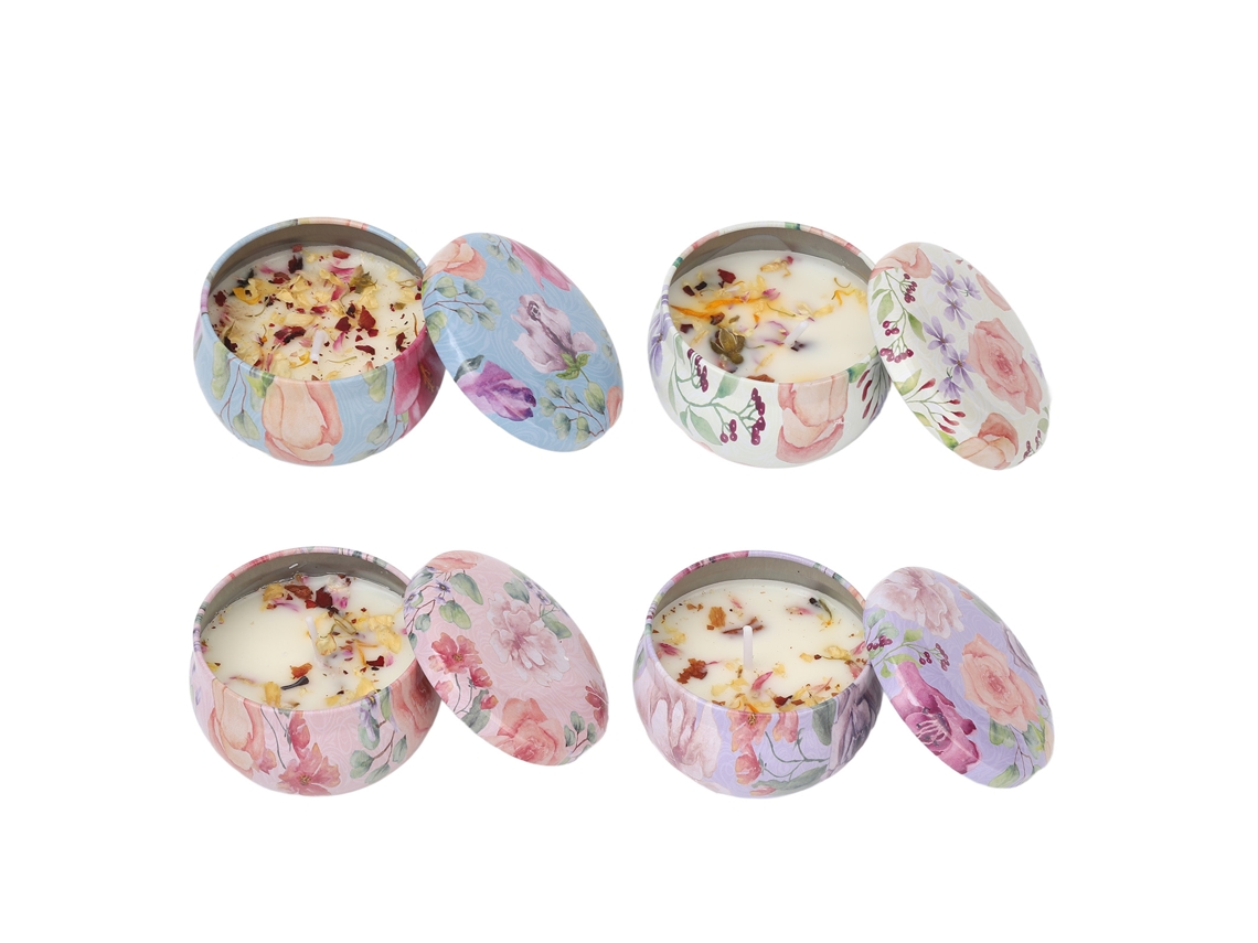 4 Velas Aromáticas De Flores Secas Com Fragrância Duradoura Para Relaxamento E Bem-estar