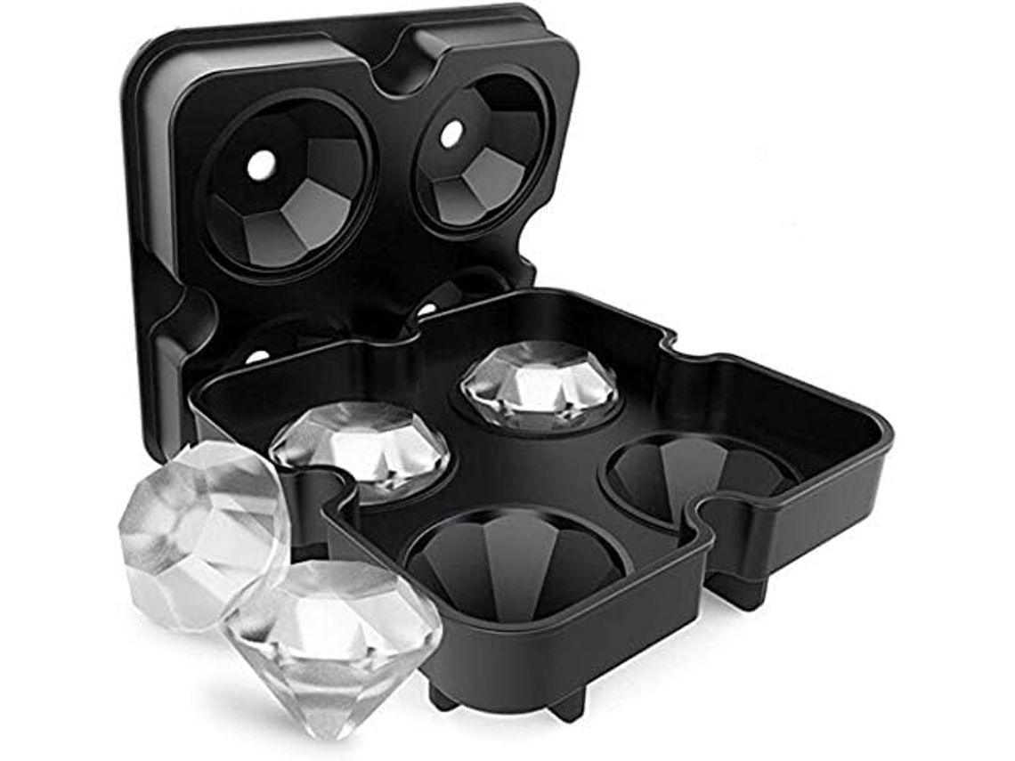 Molde de cubo de gelo de silicone Slowmoose com 4 furos em formato de diamante e tampa