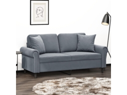 Sofá 2 Lug. com Almofadas Decorativas 140 Cm Veludo Cinza-Escuro PANGSHIYUAN