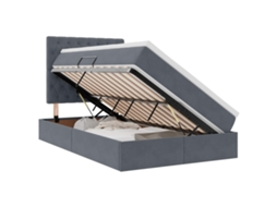 Cama com Arrumação e Led Cinza Escuro Veludo MAISON EXCLUSIVE (120x200 cm)