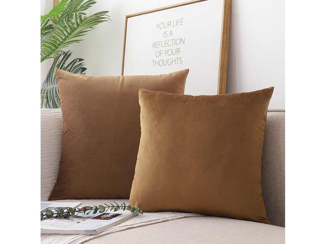 2026 funda de Travesseiro de Veludo Suave e Luxuoso Cor Marrom Âmbar 16x16 Polegadas, Decorativa e Resistente a Rugas