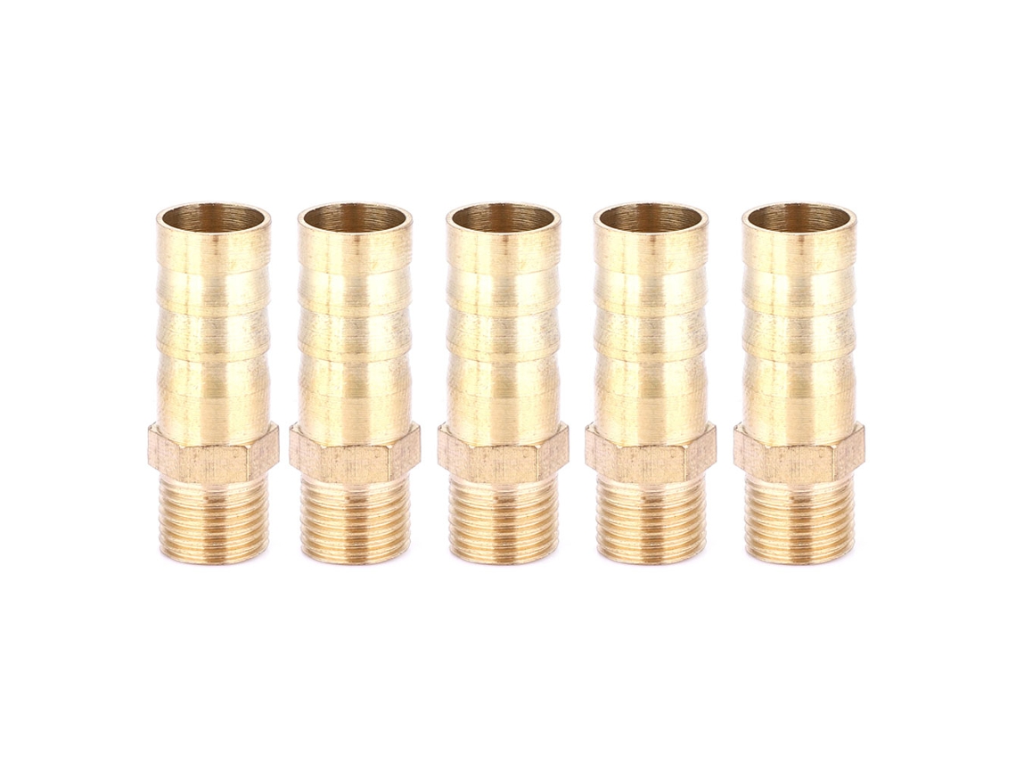 5pcs Conector De Rosca Macho G1/8 Latão Com Barbula Para Gás Líquido 10mm