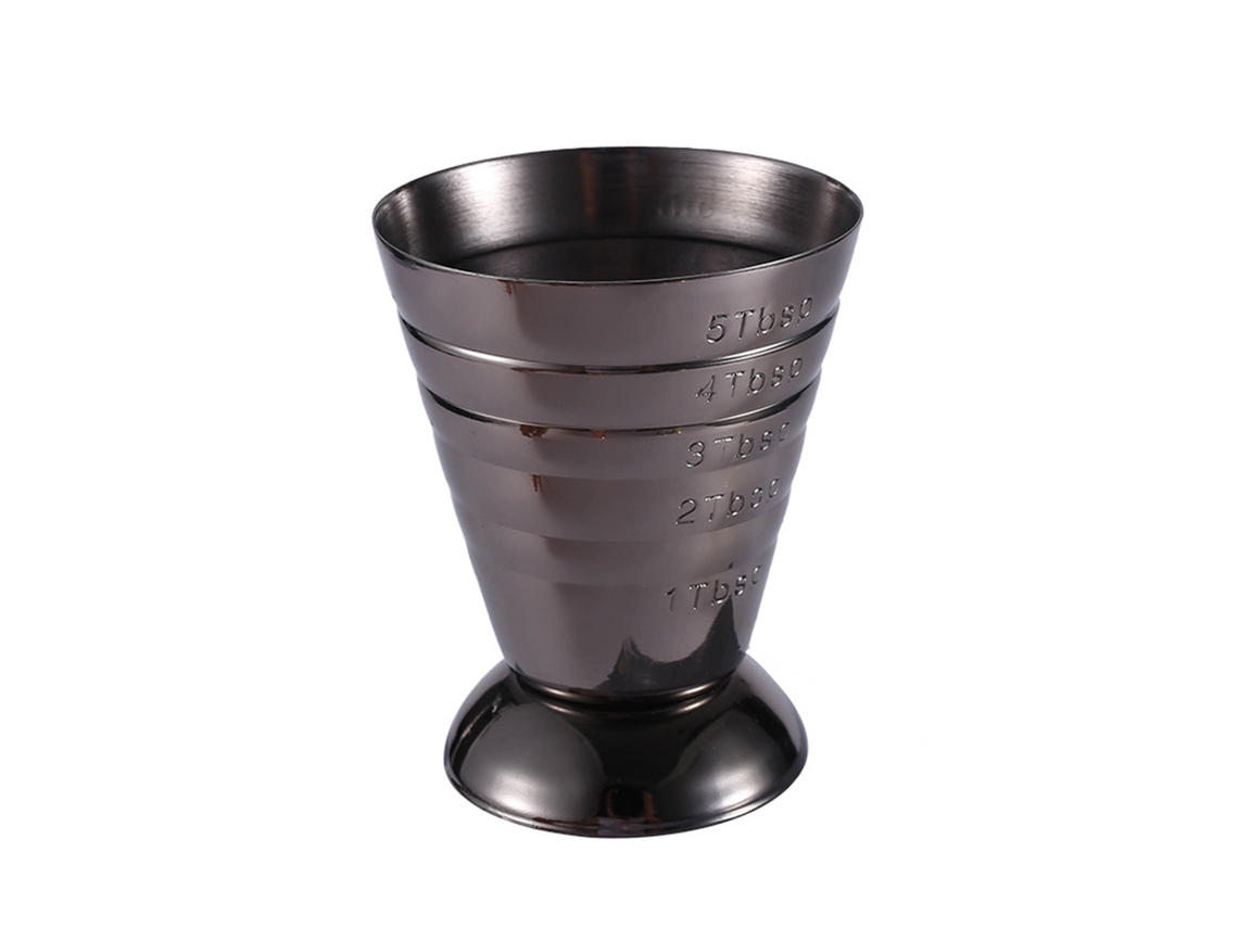 Copo Medidor De Aço Inoxidável 75ml, Preto, 304, Escala Dupla Para Coquetéis E Assados