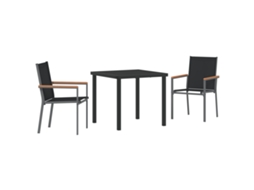 Conjunto 3 De Jantar De Jardim De Vidaxl Preto Textilene E Aço