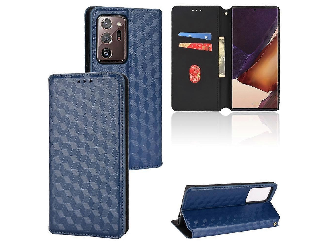 Capa De Celular De Couro Com Textura De Grade Cúbica
