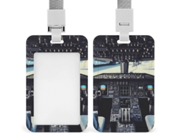 Suporte Crachá, Suporte Vertical Cabine Aeronave Estampada Com Cordão, Protetor de Cartão À Prova D Água