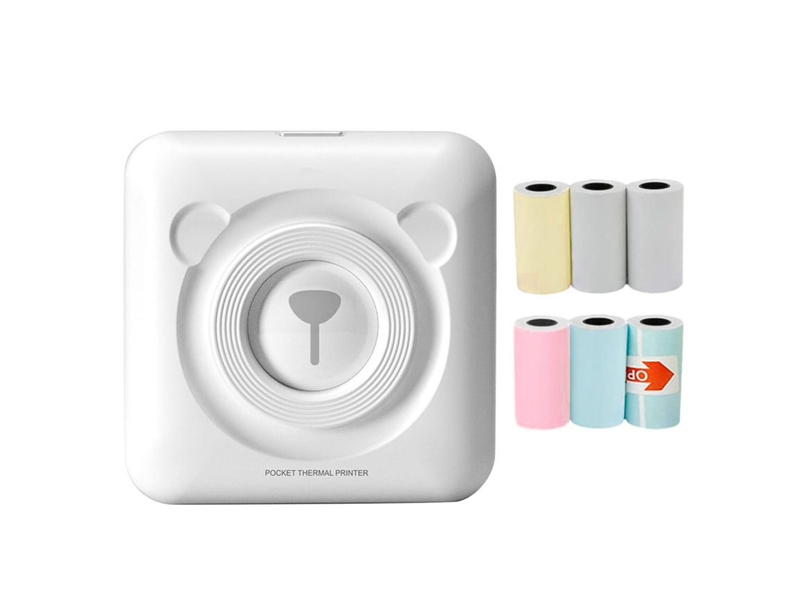 Impressora térmica mini Bluetooth portátil Pocket Sticker para fotos, notas e planos de trabalho com papel