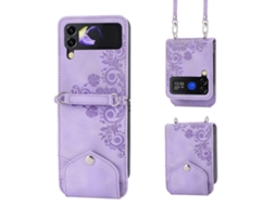 Capa De Celular De Couro Com Estampa De Flores Em Relevo Skin Feel