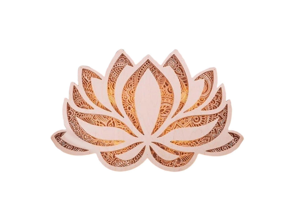 Luminária de parede Madeira com mandala e flor de lótus para ioga com dimmer BRILVIBERA