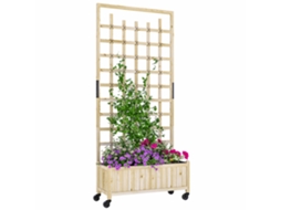 Canteiro CHEZMOI decorativo, base tronco, ripas, 70x35x30 cm, abeto