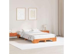 Vidaxl Estrutura Da Cama Marrom Cera 135 X 190 Cm
