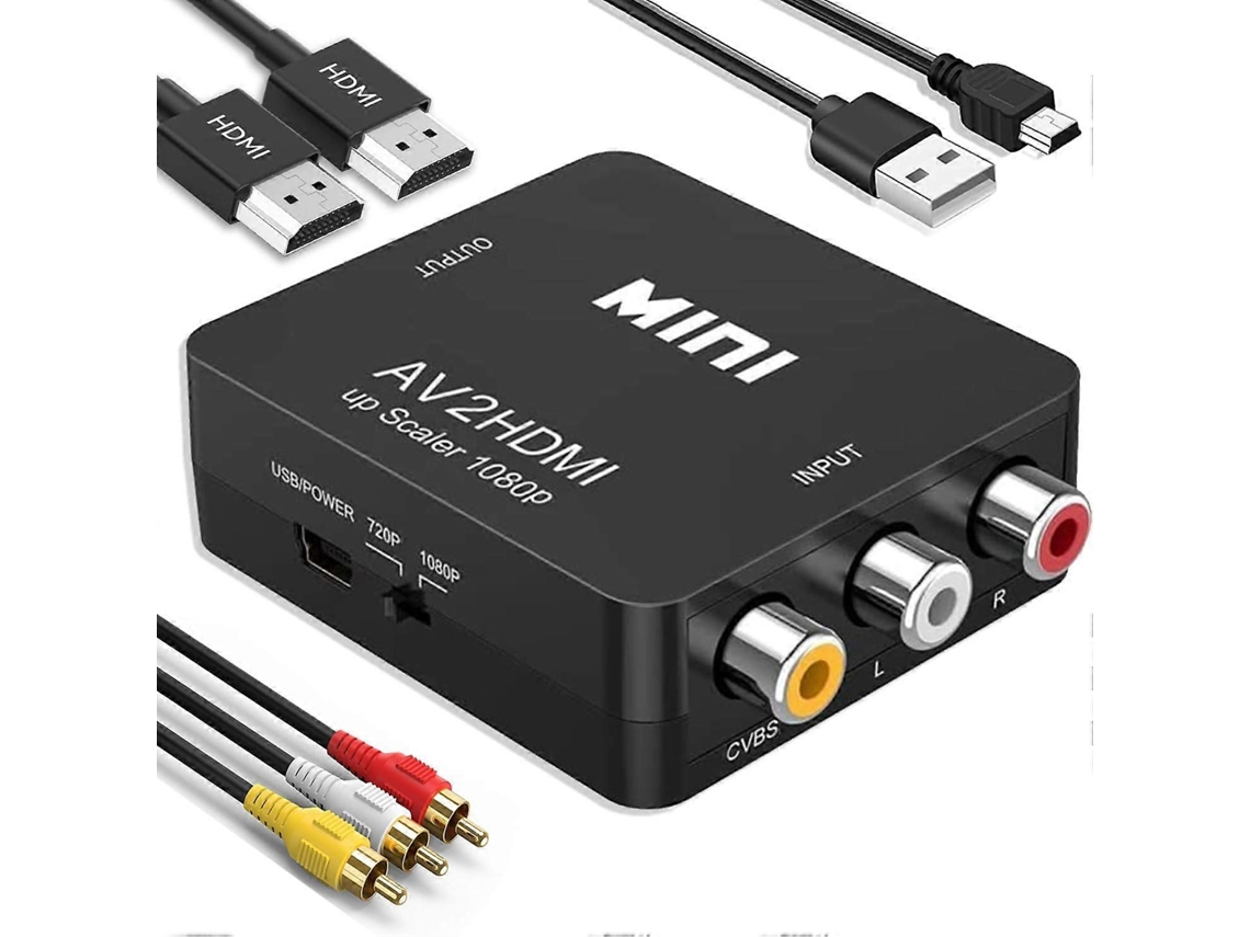 Conversor Rca Para Hdmi, Adaptador Rca Para Hdmi, Mini 1080p Aquaforge