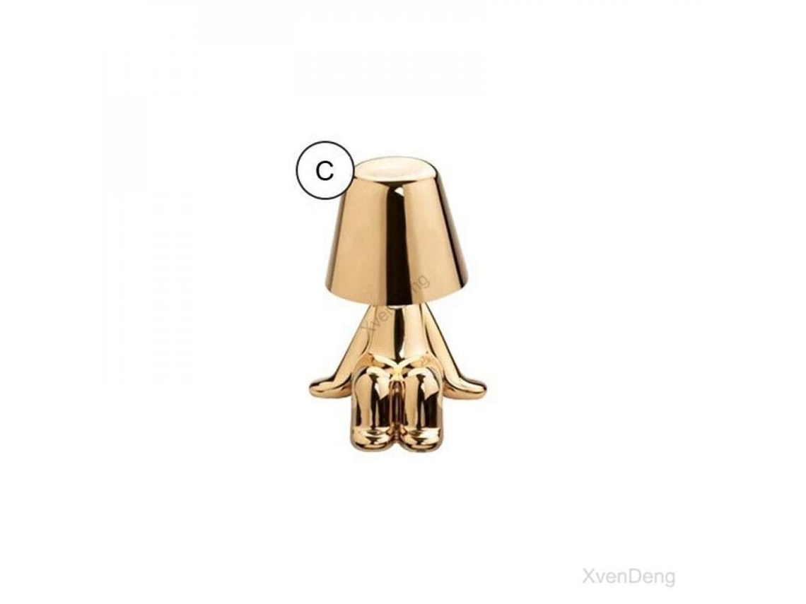 2026 lâmpada de Mesa Pensador Homem Dourado Pequeno Luz Noturna Resina Led Sensor Táctil Recarregável Usb Decoração Sala Bar Dormitório C