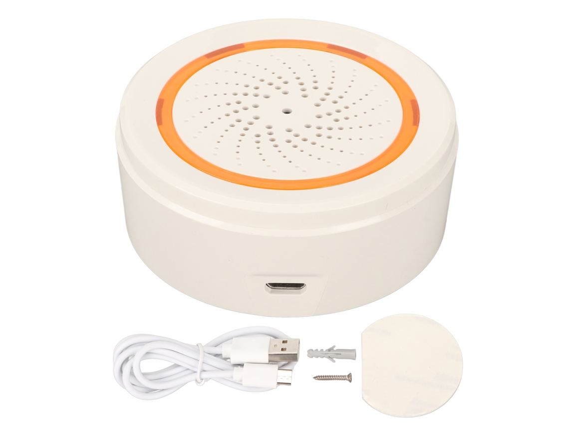 Alarme de Sirene Inteligente 90db com Luz e Controle Remoto App