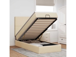 Vidaxl Cama Otomana Com Colchão 90x200 Cm Tecido Creme