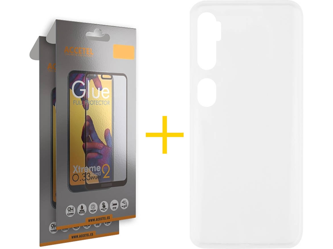 Kit Capa e 2 Películas Xiaomi Mi Note 10 ACCETEL Full Liso (Transparente)