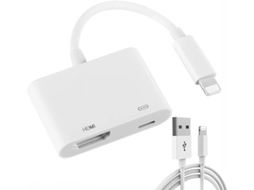 1080p Iphone To Hdmi Adapter Converter Lightning To Hdmi Digital Av Sync Compat Iphone, Ipad, Ios Plug Play Yizhood